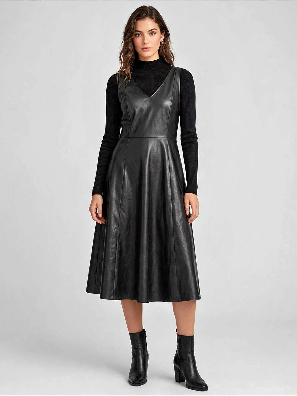 SHEIN Faux Leather Midi Dress Size 2XL Like New